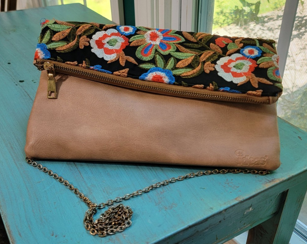 Ideas Gul Ahmed Purse Handbag Colorful Floral Embroidery Chain strap Asymetric